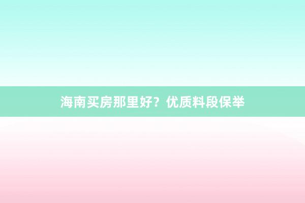 海南买房那里好?优质料段保举